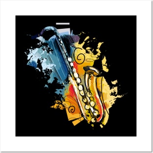 watercolor saxophone Posters and Art